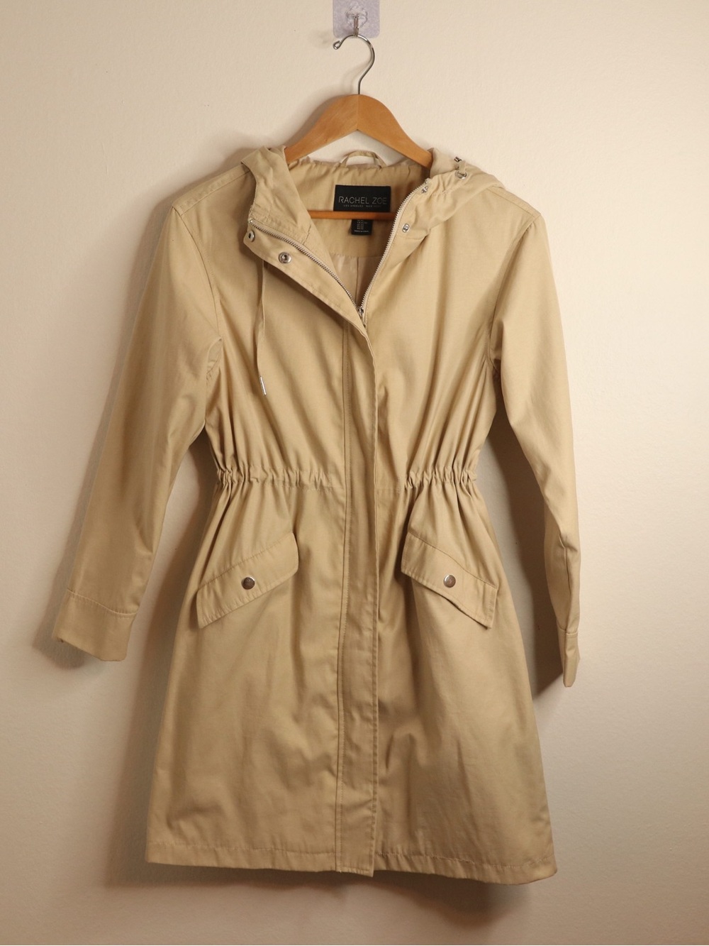 Rachel Zoe Beige Hooded Utility Parka Jacket XS